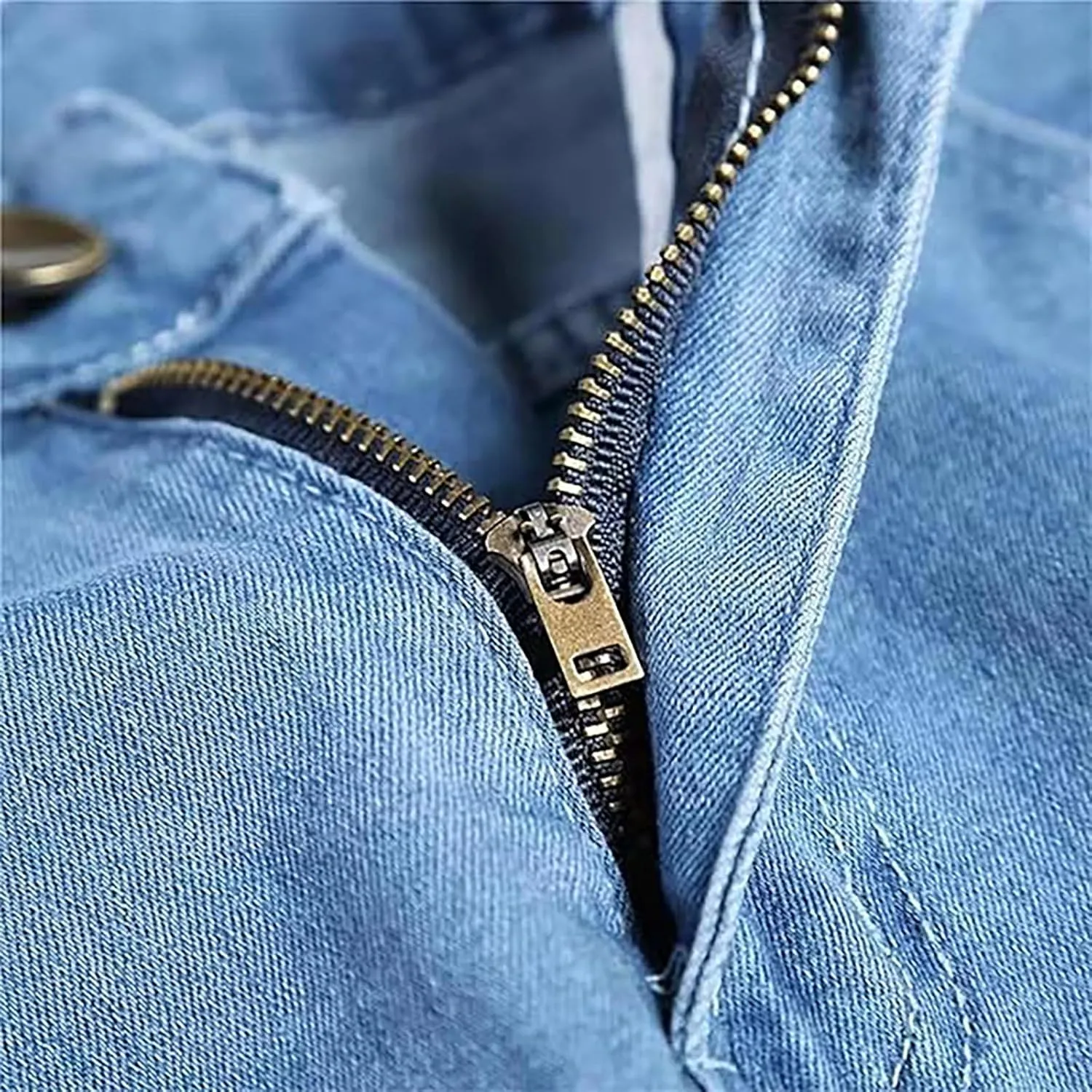 Men's Ripped Jeans Slim Fit Skinny Stretch Jeans Pants Button Zip Off Comfy Denim Pants Slim Fit Tapered Leg Trouser