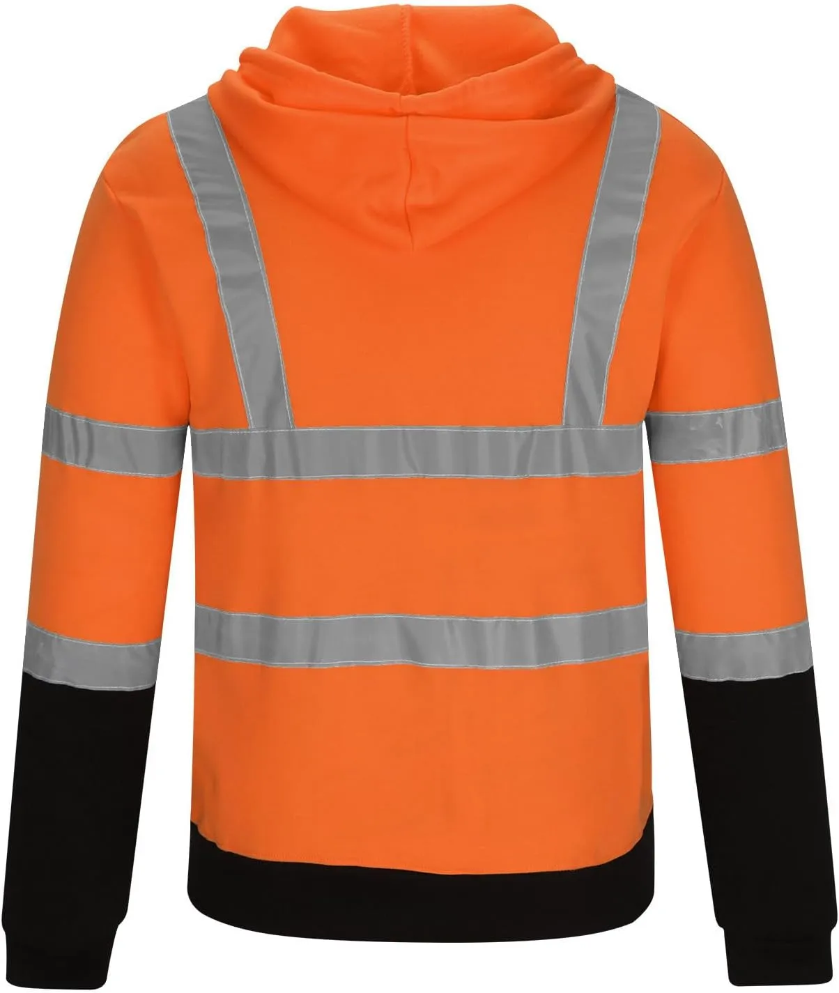 Mens Safety Hoodie Jacket High Visibility Reflective Full Zip Pocket Work Utility Reflective Strips with Extended Trims