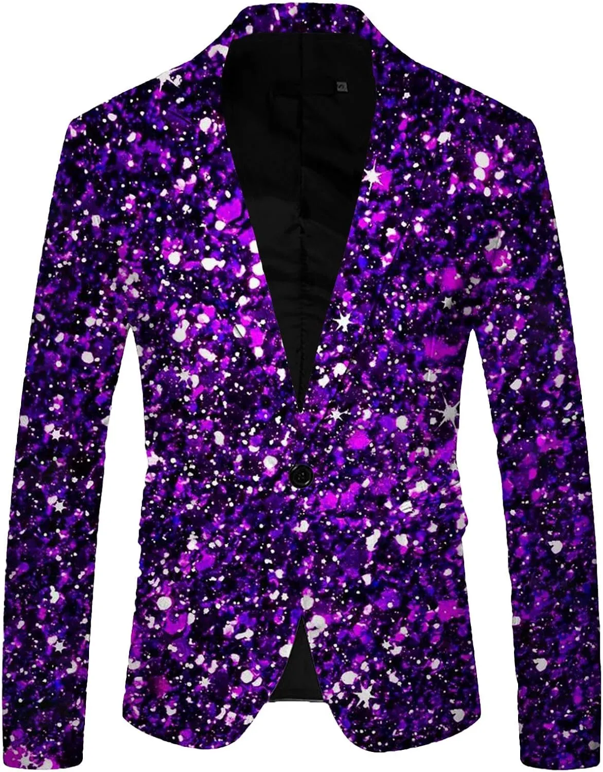 Mens Sequin Shiny Blazer Casual Slim Fit Lapel Collar One Button Suit Jackets Sparkly Glitter Party Tuxedo Jackets