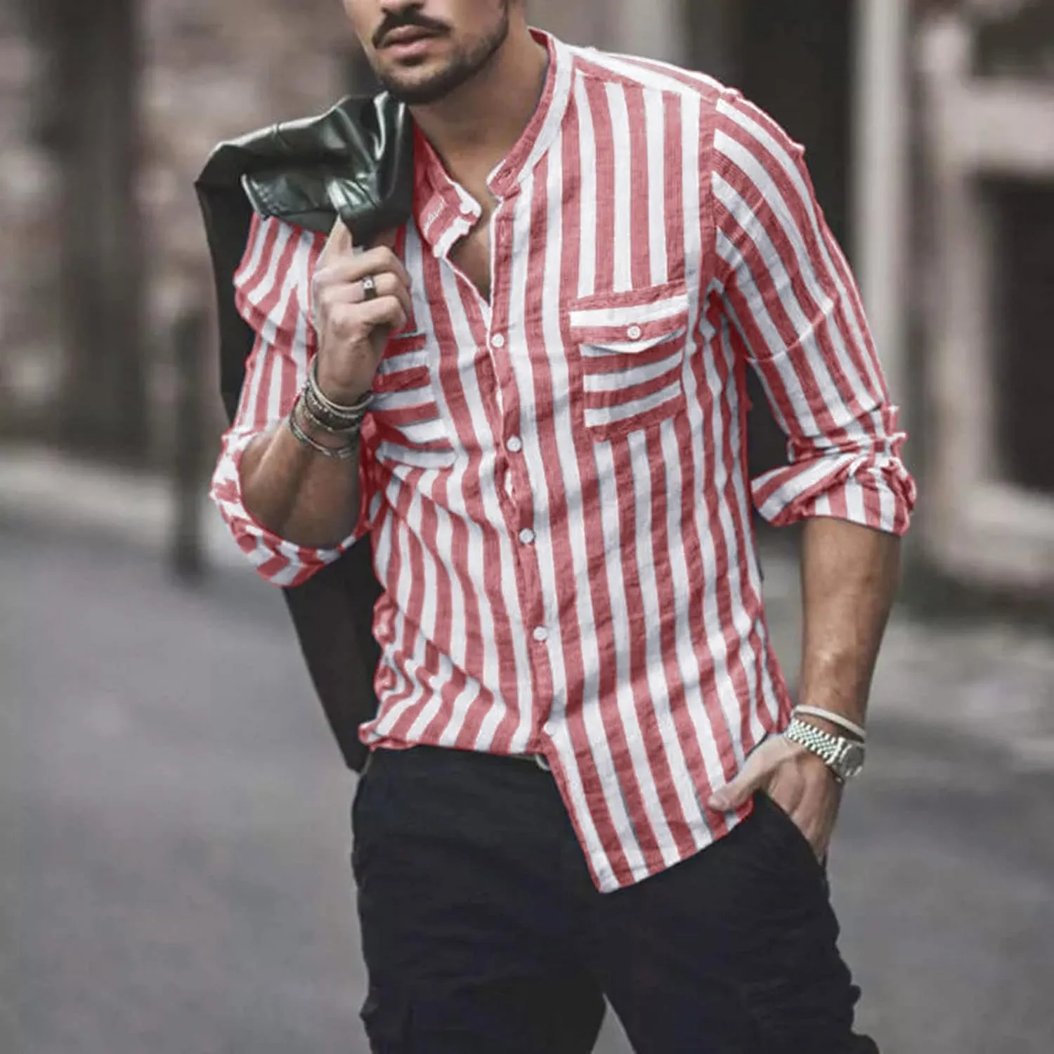 Mens Shirts Men's Casual Fashion Long Sleeve Dress Shirt Button Down Shirts Regular-Fit Slim-fit Work Shirt
