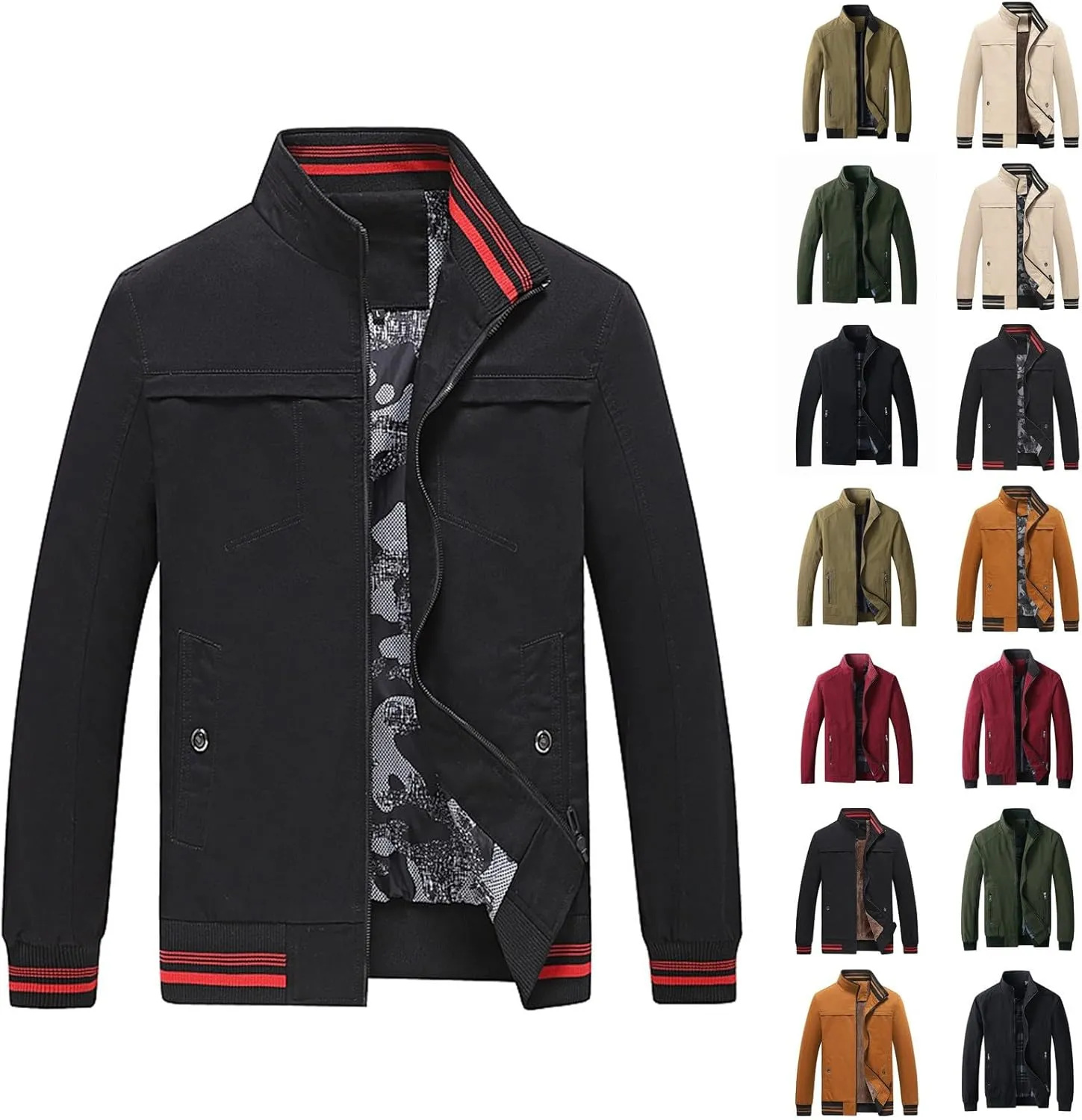 Men's Slim Fit Lightweight Softshell Flight Bomber Jacket Coats Business Casual Full Zip Lightweight Outwear Jackets