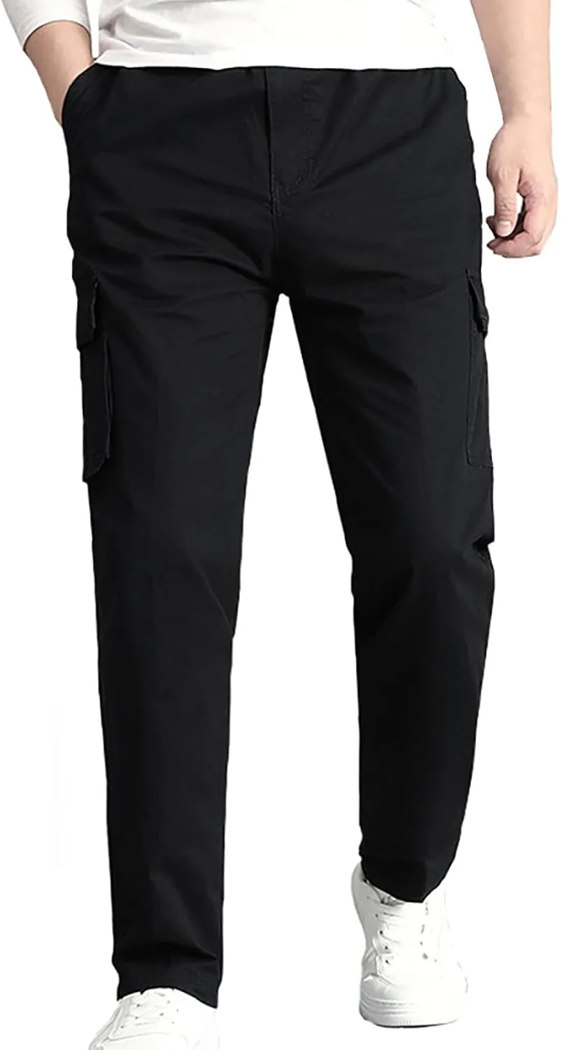 Men's Straight Fit Vintage Comfort Stretch Cargo Pants with Multi Pockets Relaxed fit Cargo Trousers for Men