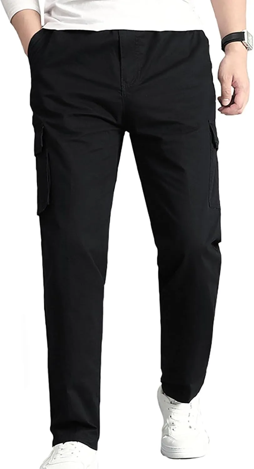 Men's Straight Fit Vintage Comfort Stretch Cargo Pants with Multi Pockets Relaxed fit Cargo Trousers for Men