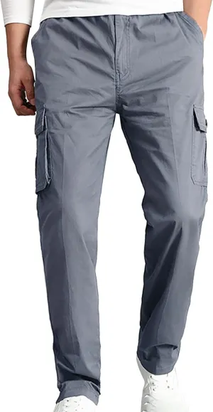 Men's Straight Fit Vintage Comfort Stretch Cargo Pants with Multi Pockets Relaxed fit Cargo Trousers for Men