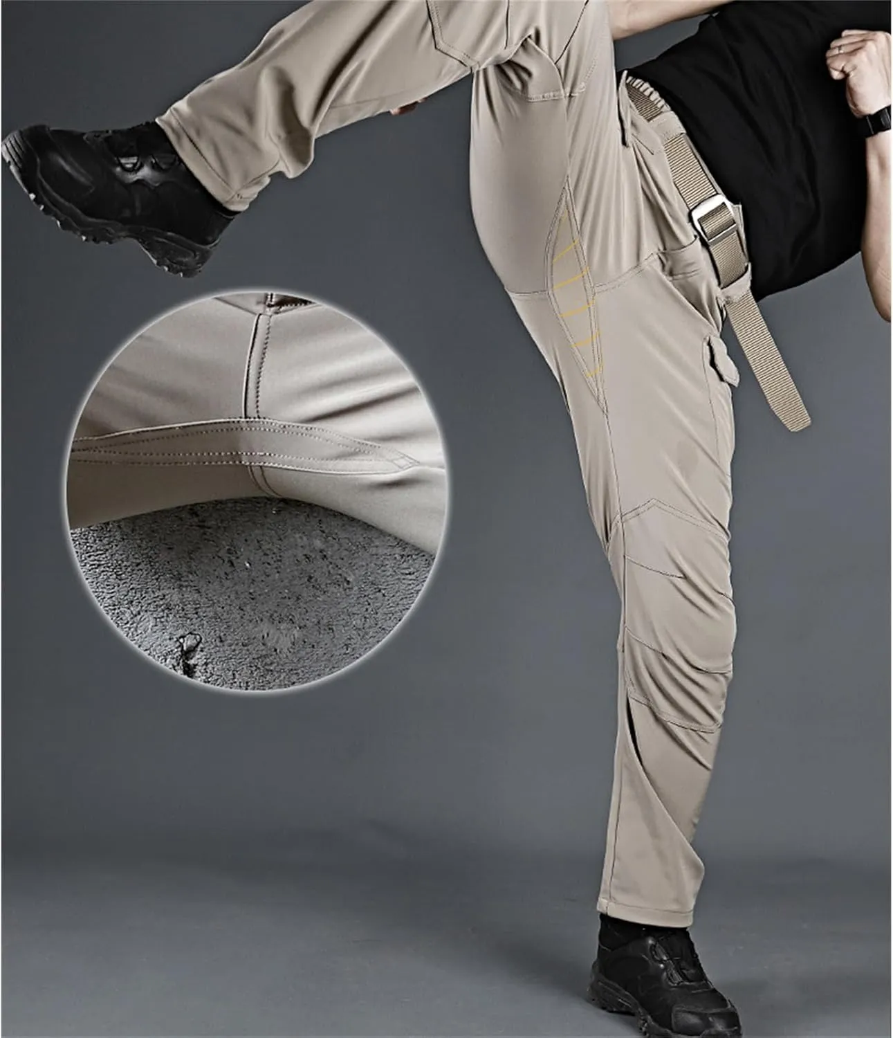 Men's Tactical Cargo Pants Solid Color Straight Leg Pants Flat Front Athletic Trousers for Outdoor Training Running