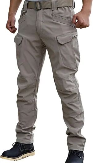 Men's Tactical Cargo Pants Solid Color Straight Leg Pants Flat Front Athletic Trousers for Outdoor Training Running
