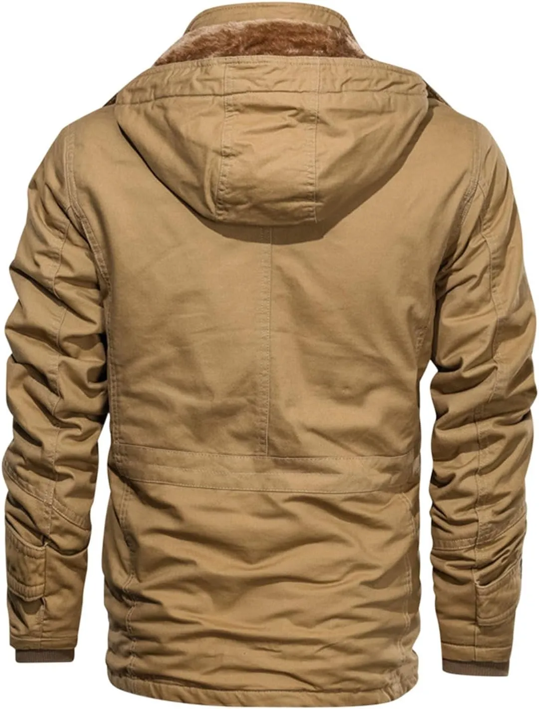 Men's Winter Coats Fleece Lined Military Jacket Heavyweight Utility Jacket Hooded Cargo Jacket Warm Hiking Jacket