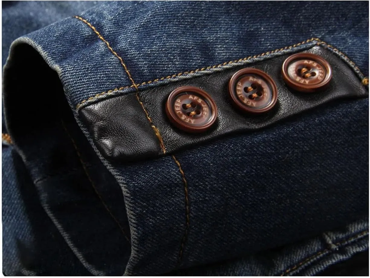Men's Winter Denim Jackets Casual Laple Denim Windbreaker Coats Classic Motorcycle Jean Jackets