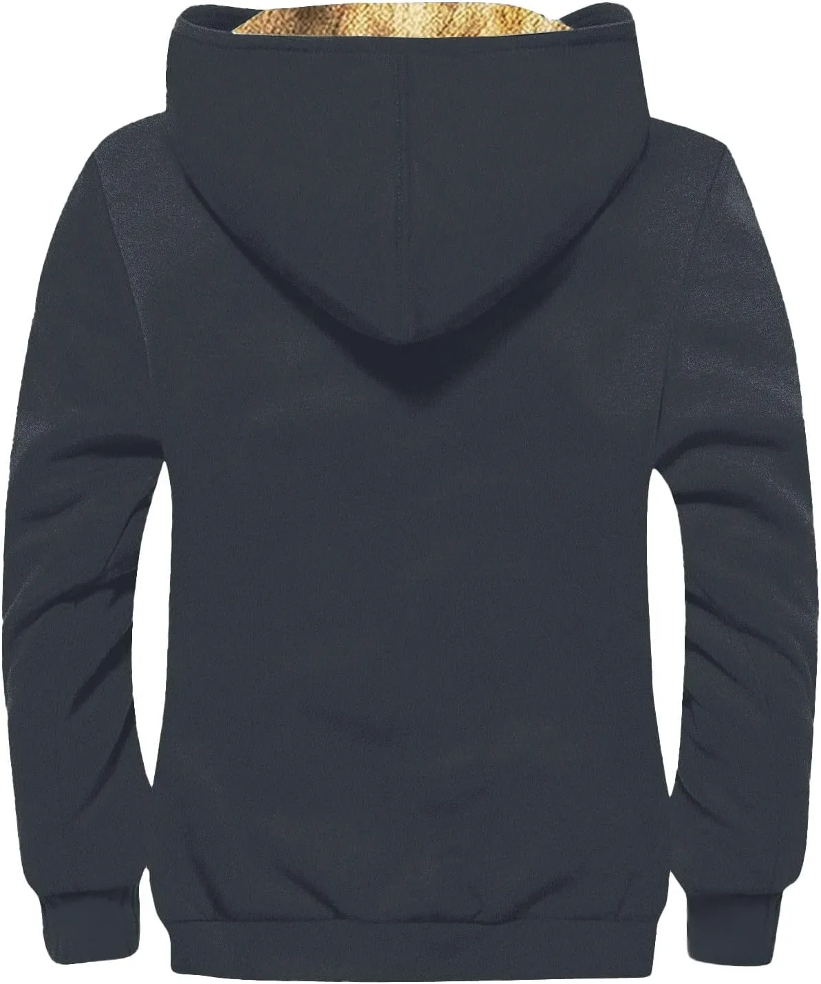Men's Winter Sherpa Lined Hoodie Jacket Flag Print Zip Up Sweatshirt Heavyweight Warm Fleece Coat with Pockets M-7XL