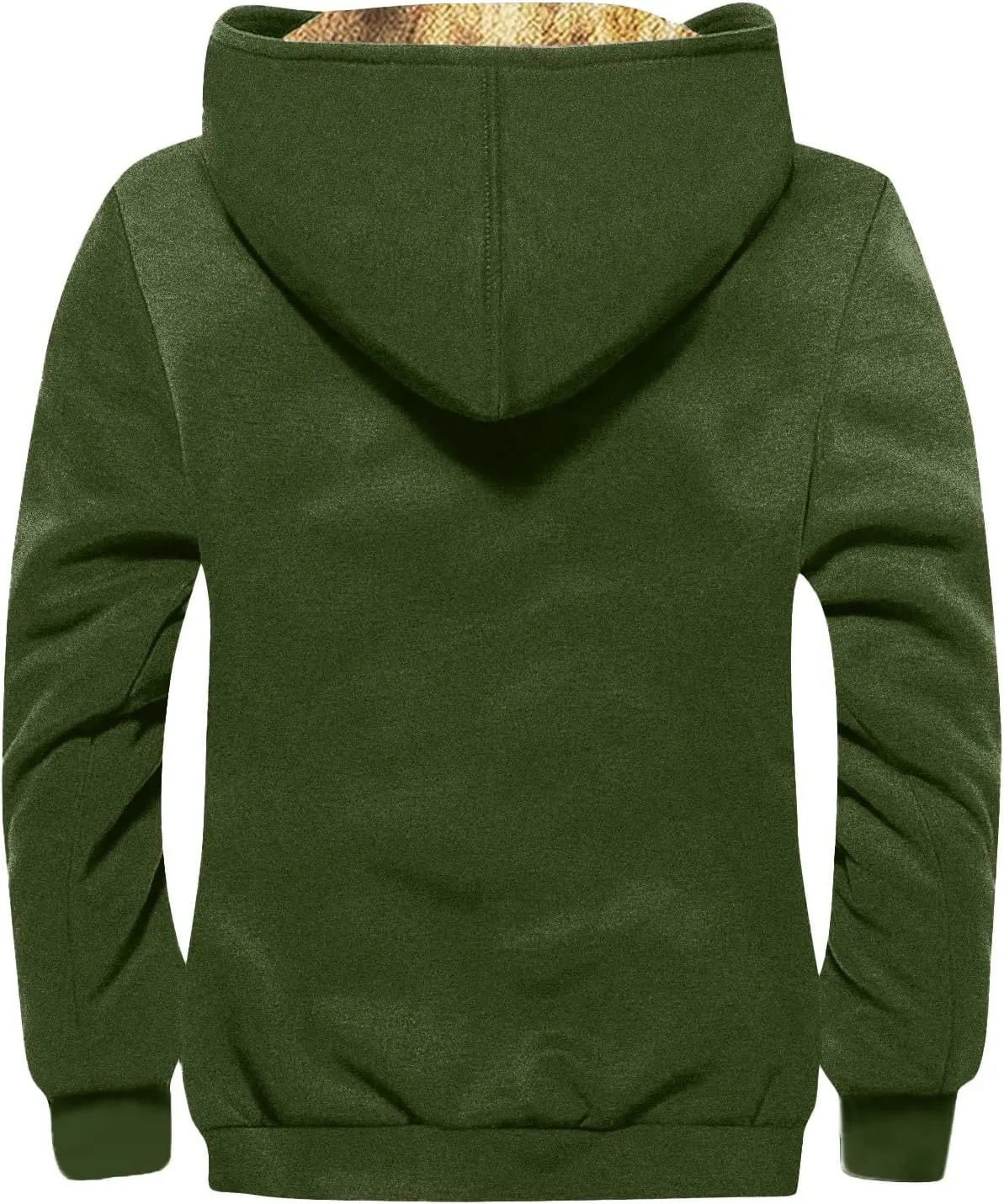 Men's Winter Sherpa Lined Hoodie Jacket Flag Print Zip Up Sweatshirt Heavyweight Warm Fleece Coat with Pockets M-7XL