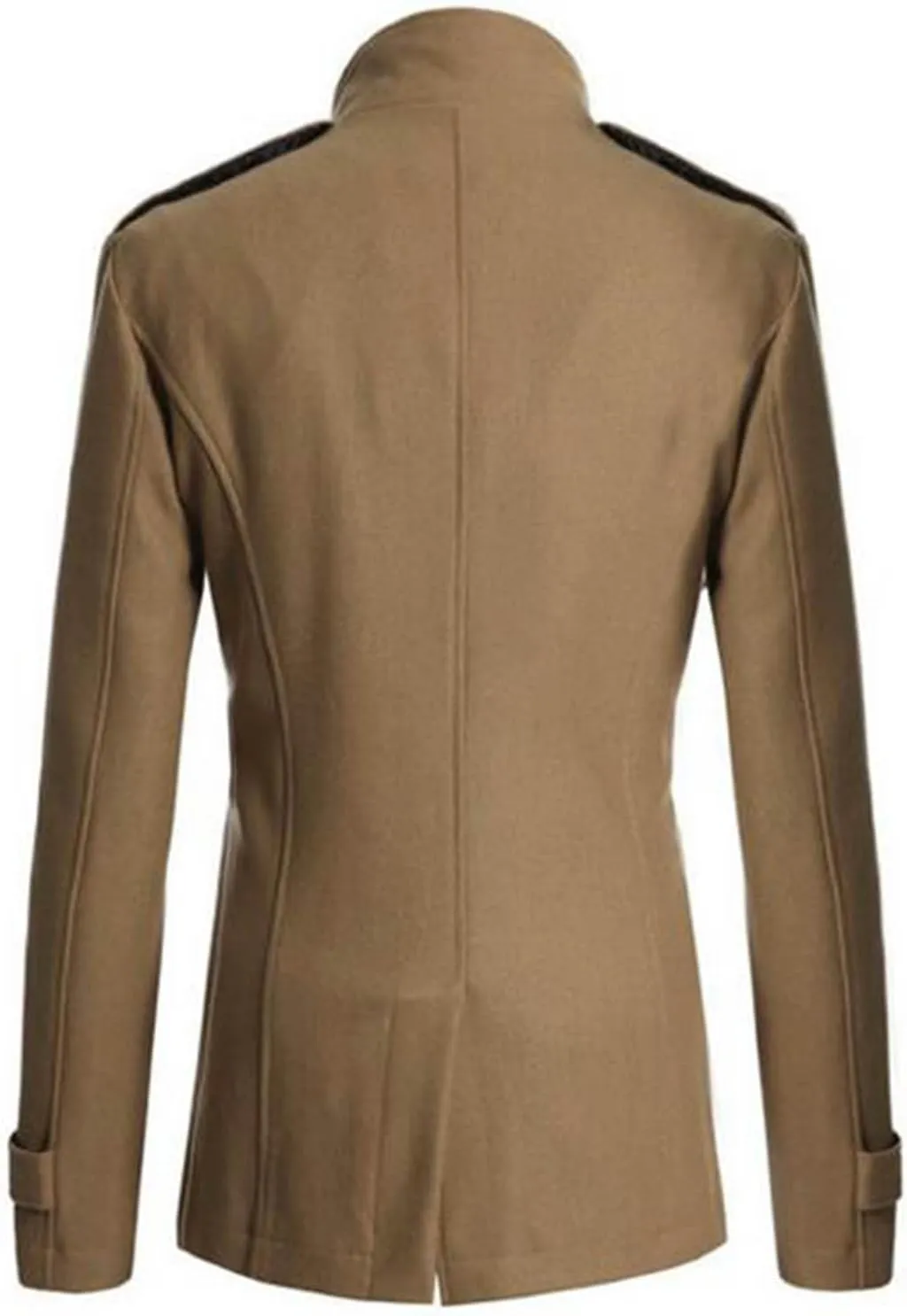 Men's Wool Blend Double Breasted Pea Coat Classic Notched Collar Warm Woolen Trench Coats Slim Fit Winter Outerwear