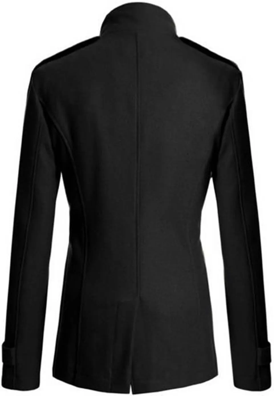 Men's Wool Blend Double Breasted Pea Coat Classic Notched Collar Warm Woolen Trench Coats Slim Fit Winter Outerwear