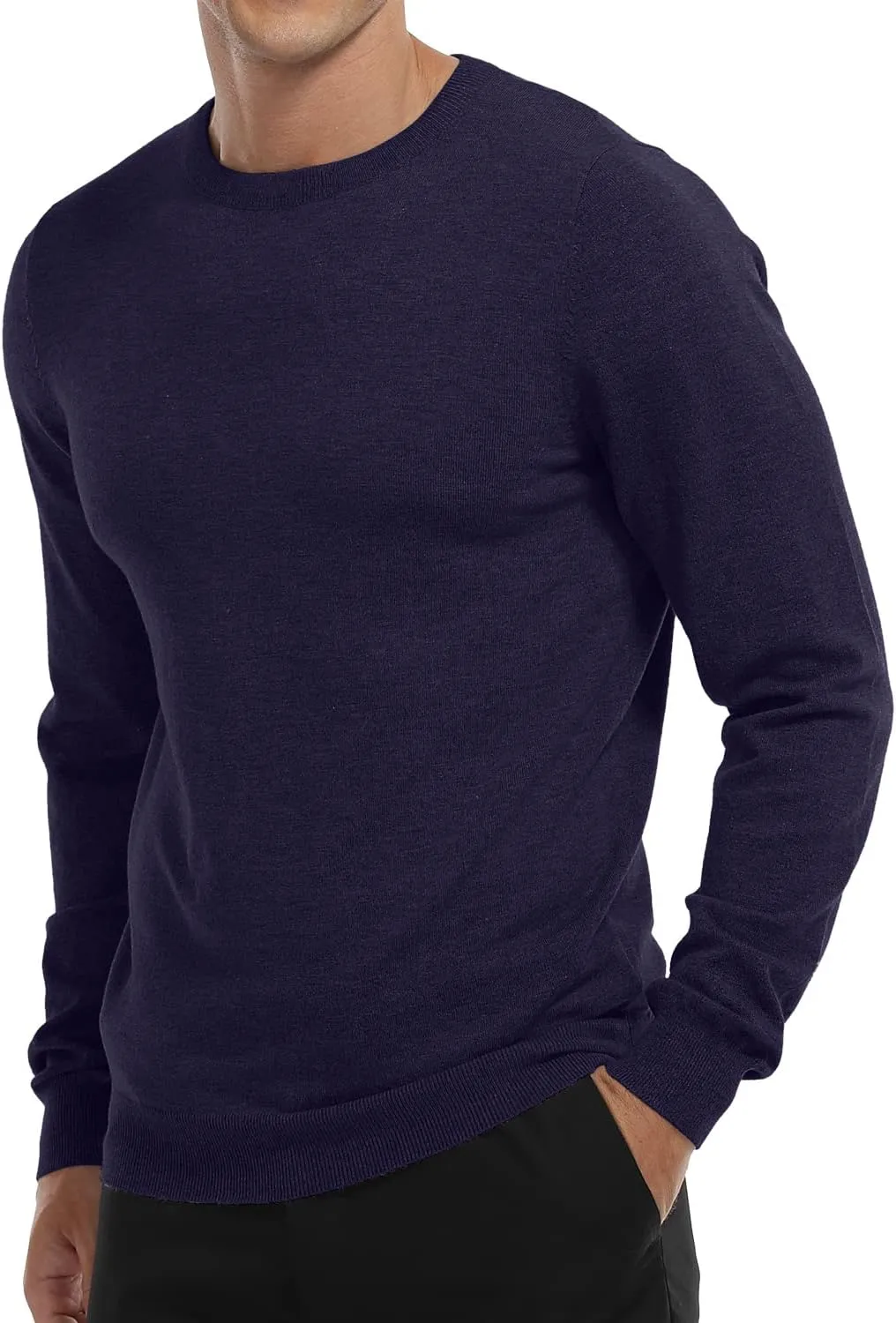 MLANM Men's Crew Neck Sweater Slim Fit Lightweight Sweatshirts Knitted Pullover for Casual