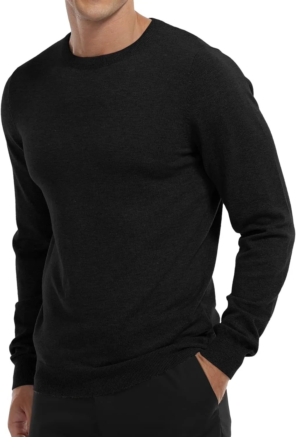 MLANM Men's Crew Neck Sweater Slim Fit Lightweight Sweatshirts Knitted Pullover for Casual