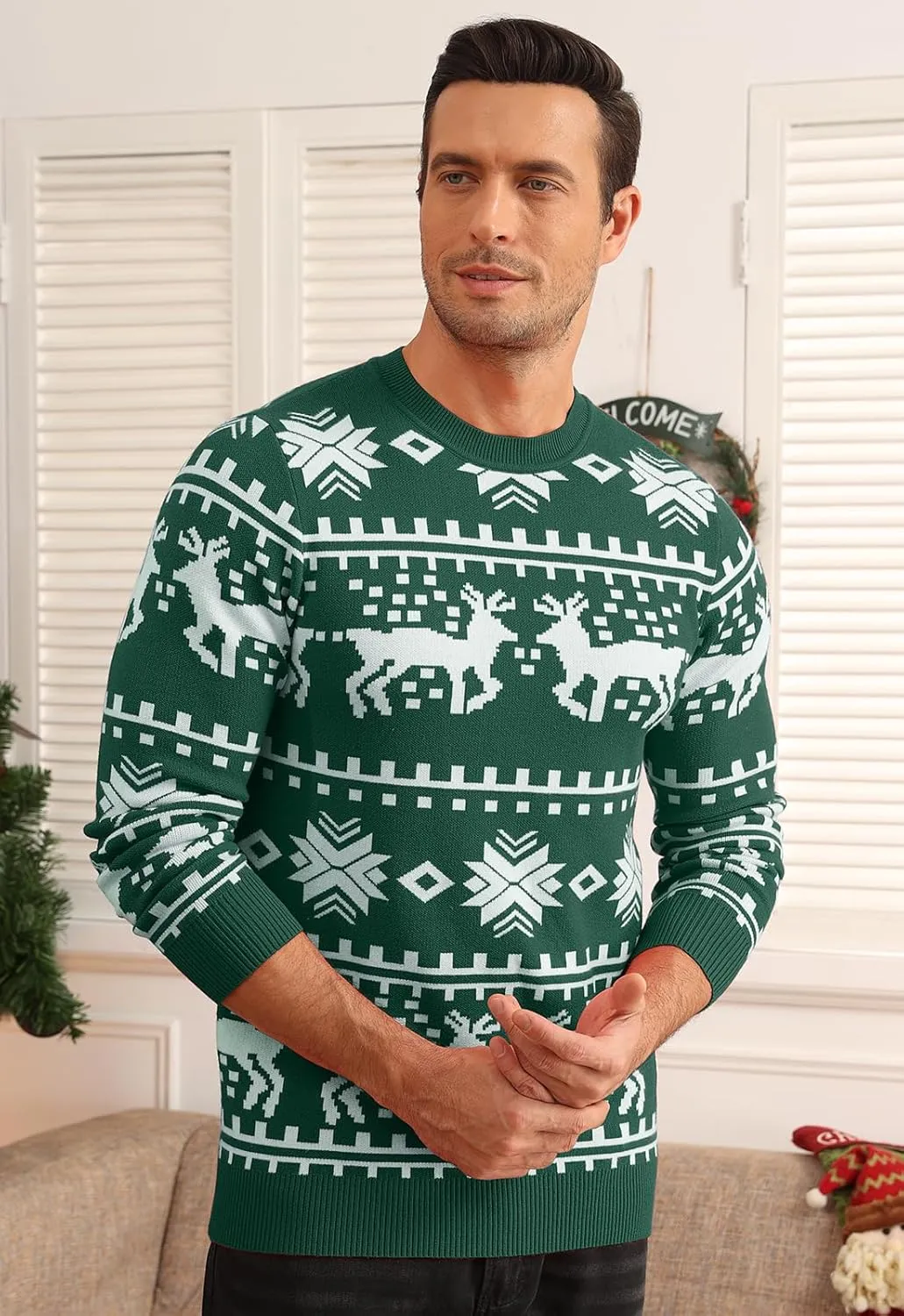MLANM Men's Crew Neck Sweater Slim Fit Lightweight Sweatshirts Knitted Pullover for Casual