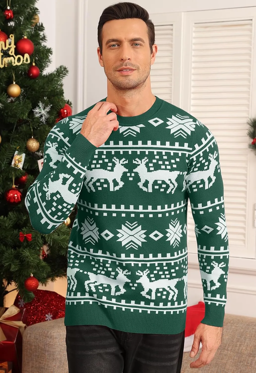 MLANM Men's Crew Neck Sweater Slim Fit Lightweight Sweatshirts Knitted Pullover for Casual