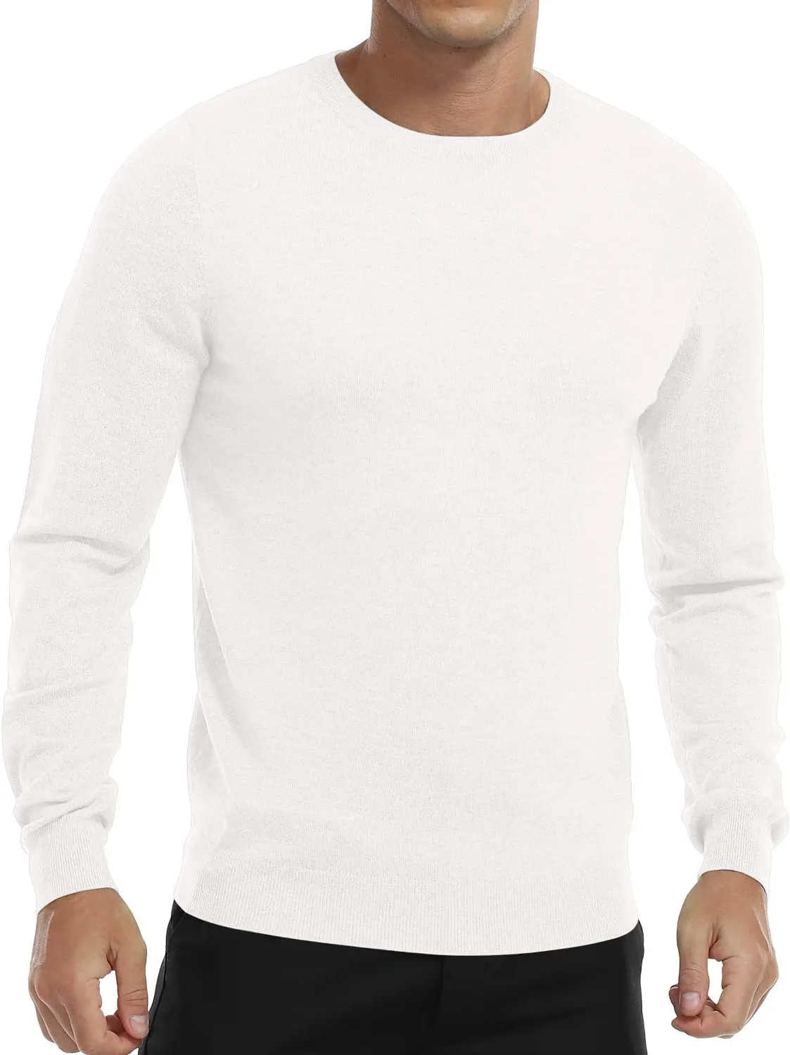 MLANM Men's Crew Neck Sweater Slim Fit Lightweight Sweatshirts Knitted Pullover for Casual