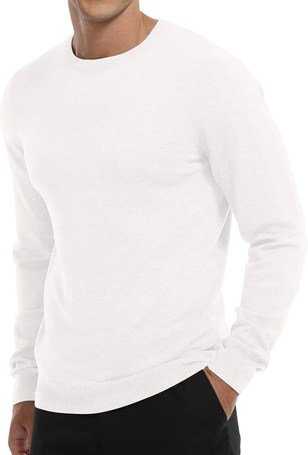 MLANM Men's Crew Neck Sweater Slim Fit Lightweight Sweatshirts Knitted Pullover for Casual