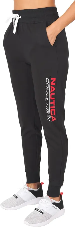 Nautica Competition Women's Joggers, Athletic Active Basic Essential Running Ultra Soft Fleece Relax Fit Lounge Sweatpants