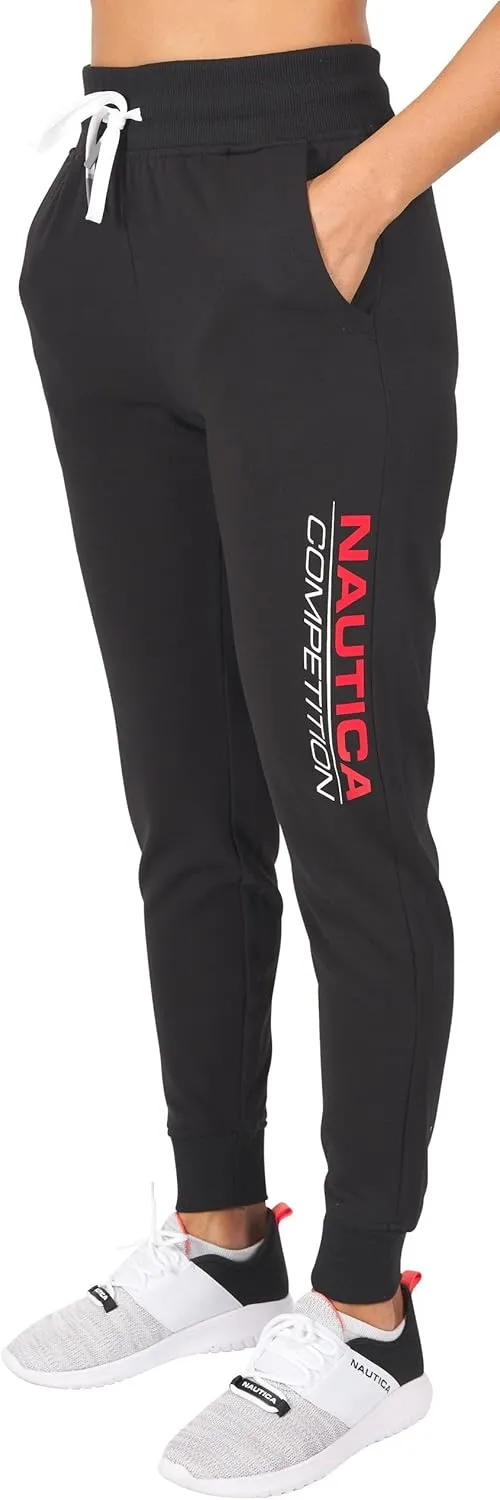 Nautica Competition Women's Joggers, Athletic Active Basic Essential Running Ultra Soft Fleece Relax Fit Lounge Sweatpants