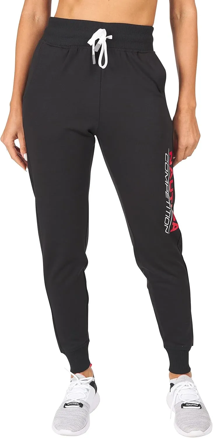 Nautica Competition Women's Joggers, Athletic Active Basic Essential Running Ultra Soft Fleece Relax Fit Lounge Sweatpants