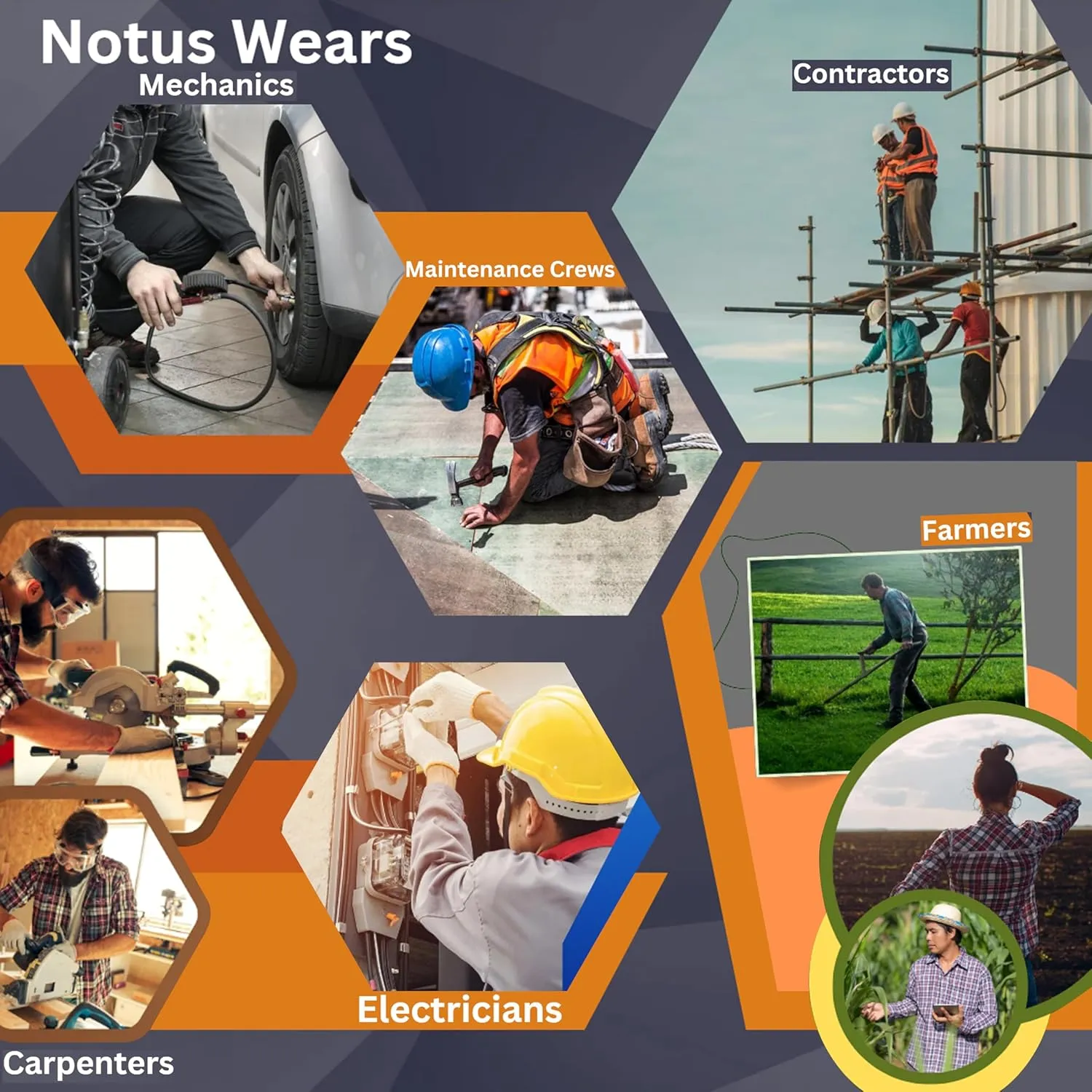 Notus Men's Work Utility & Safety Pants Reinforced Cordura Knee Tactical Utility Tools Holster Pockets Workwear Pants