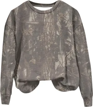 Oversized Camo Sweatshirt For Women Graphic Long Sleeve Tops Leaf Print Fall Clothes 2024 Crewneck Pullover
