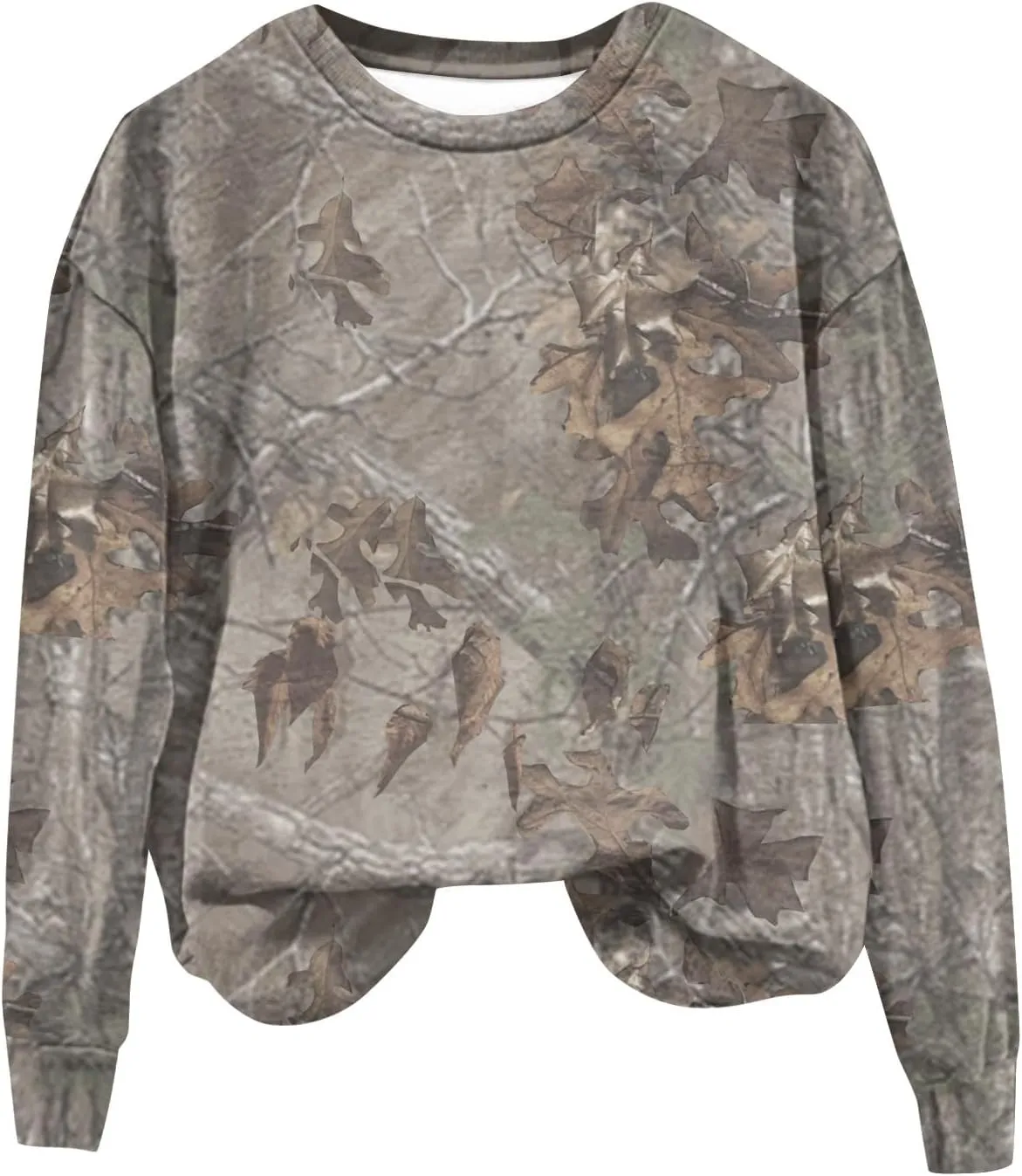 Oversized Camo Sweatshirt For Women Graphic Long Sleeve Tops Leaf Print Fall Clothes 2024 Crewneck Pullover