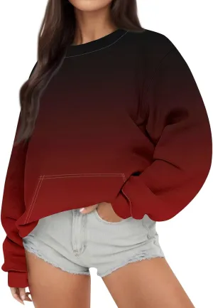 Oversized Crewneck Sweatshirt Women Graphic Preppy Cute Sweatshirts No Hood Loose Fit Y2k Hoodie with Pockets