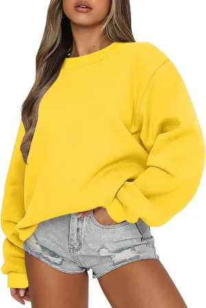 Oversized Crewneck Sweatshirts Women Long Sleeve Fleece Pullover Tops Fall Y2k Sweater Cute Hoodies for Teen Girls