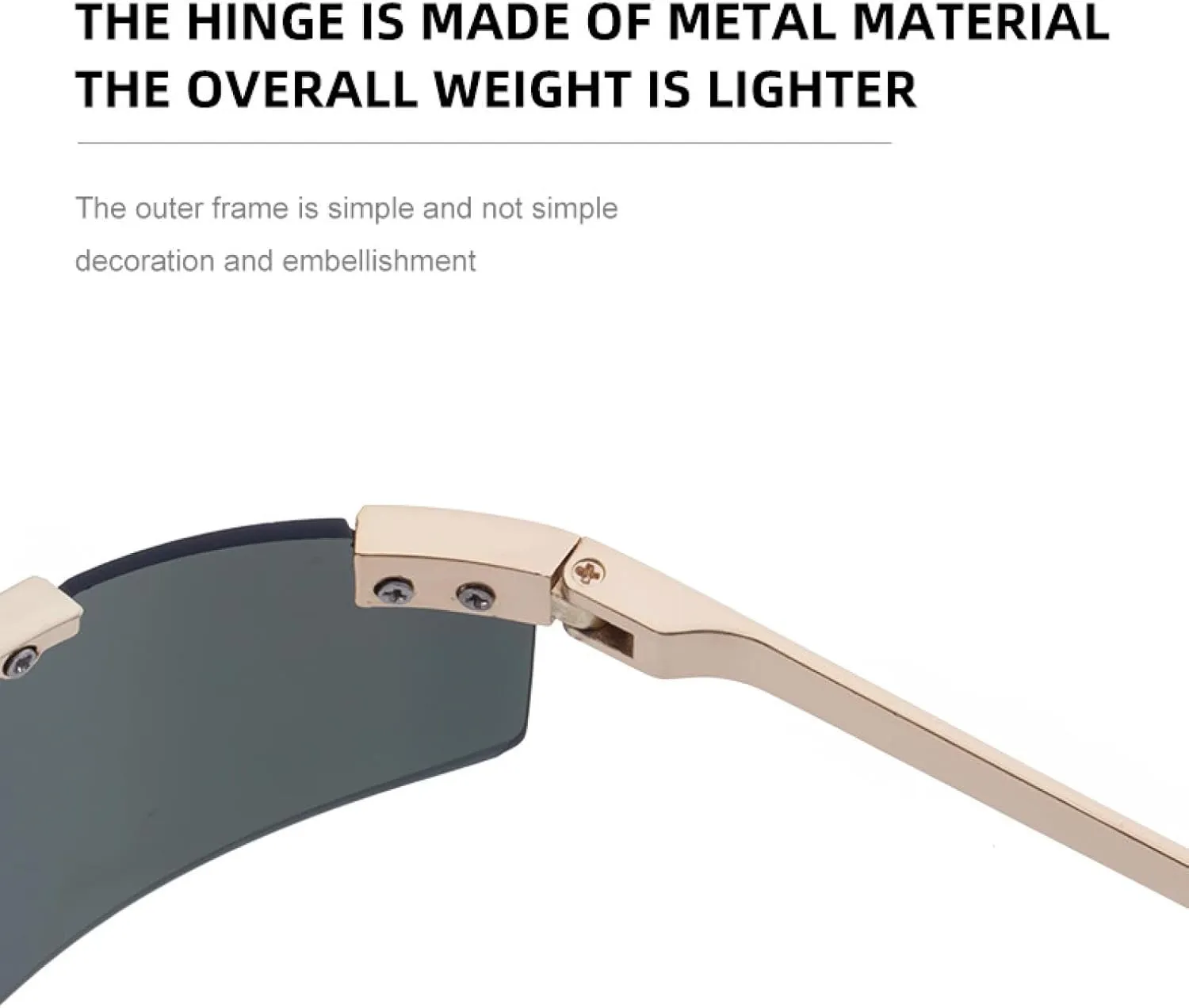 Oversized Semi-rimless Sunglasses for Women Men Luxury Metal Frame Punk Uv400