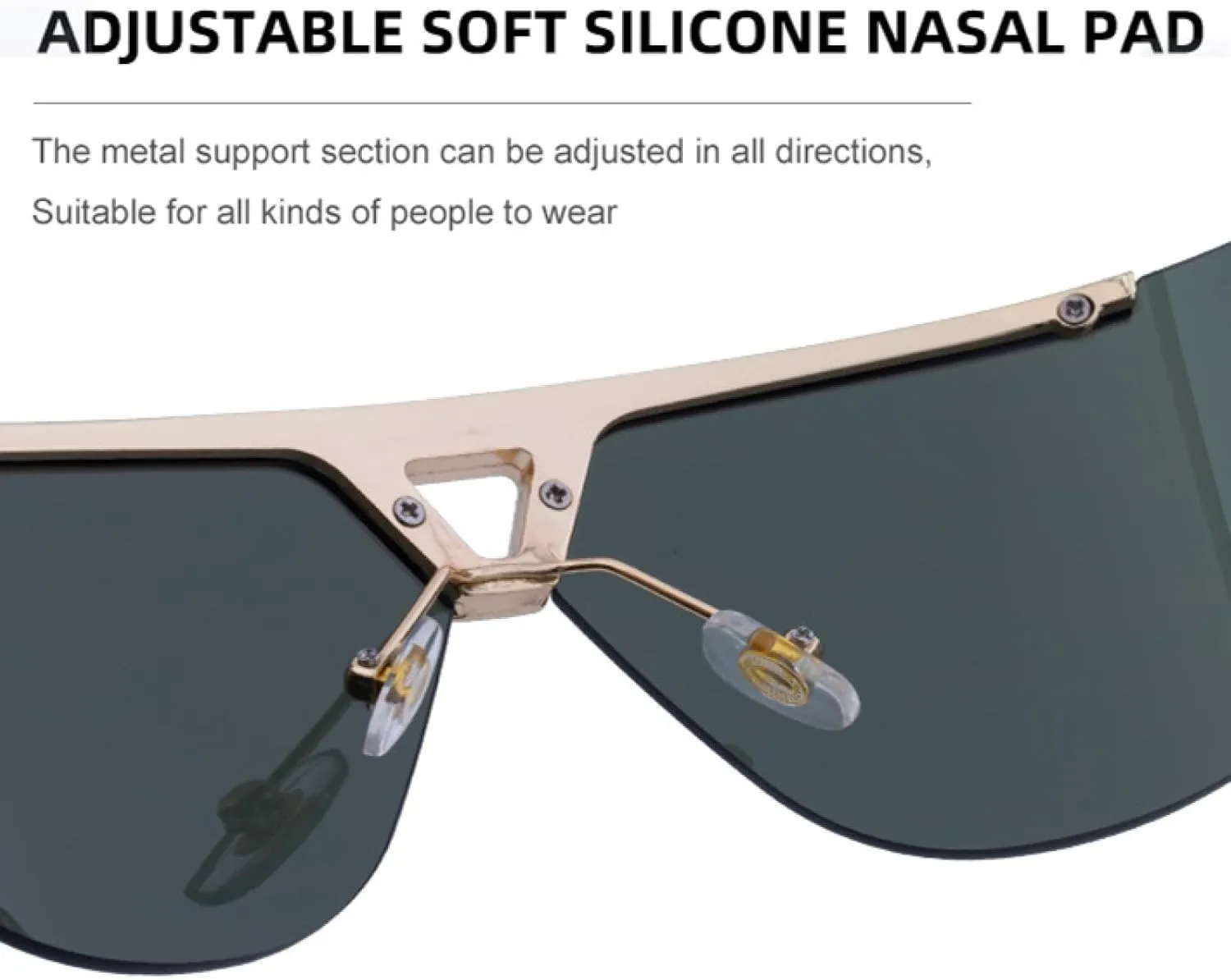 Oversized Semi-rimless Sunglasses for Women Men Luxury Metal Frame Punk Uv400