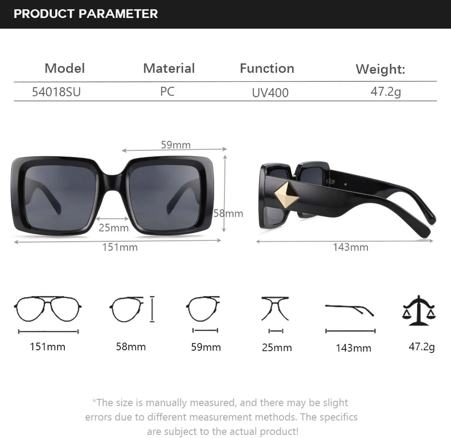 Oversized Sunglasses Retro Fashion Men Women Uv400