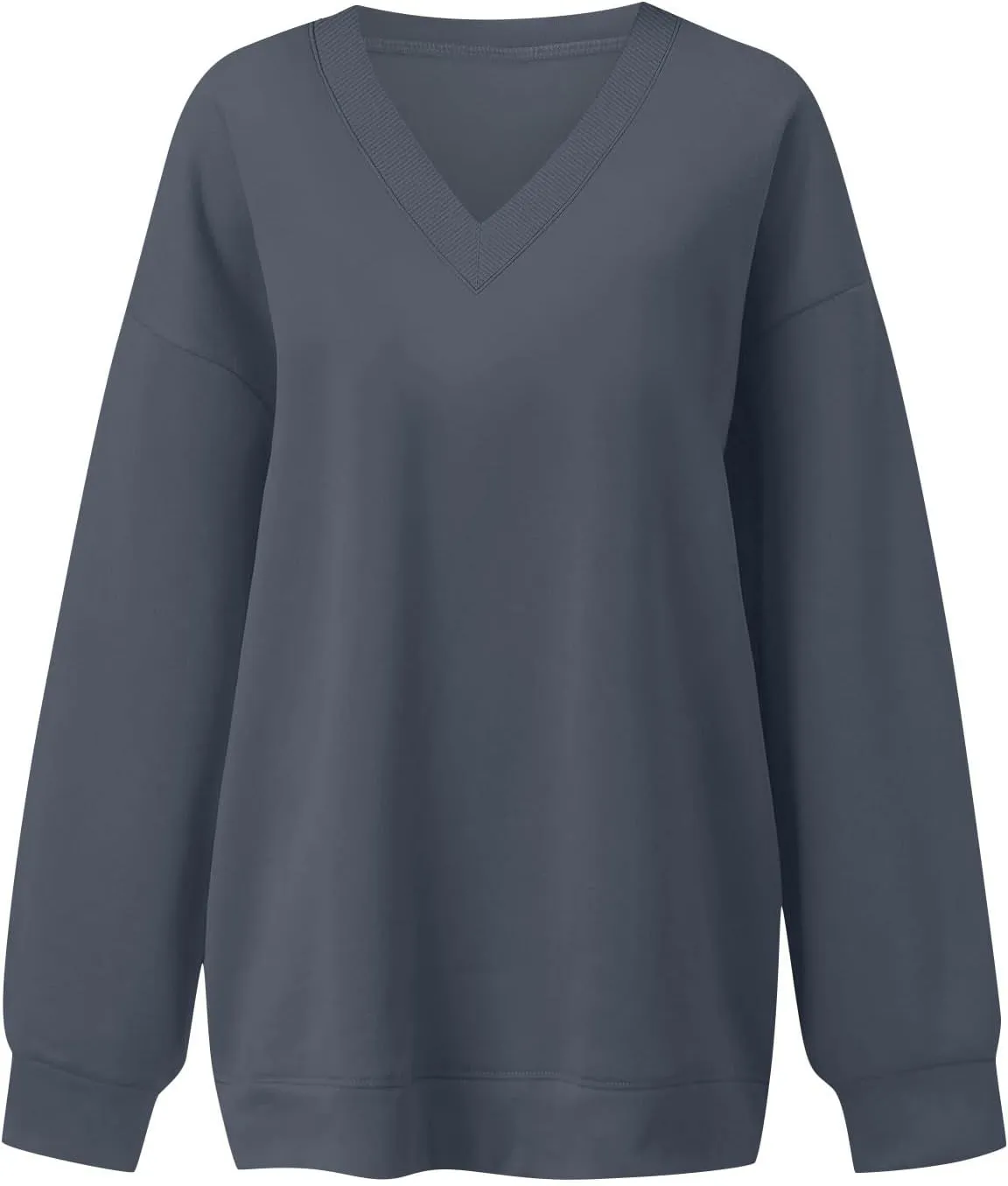 Oversized Sweatshirt For Women Plus Size Hoodies Trendy V Neck Long Sleeve Winter Clothes Drop Shoulder Pullover