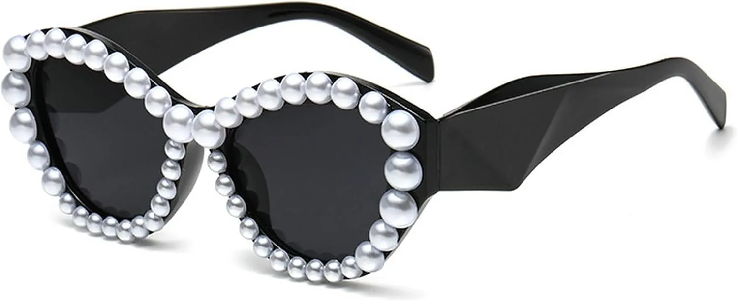 Pearl Cat Eye Sunglasses Women 2024 Luxury Vintage Pearls Sun Glasses For Ladies Elegant Party Eyewear Shades UV400 N45