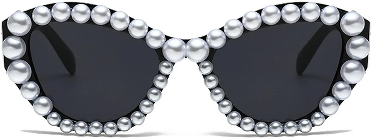 Pearl Cat Eye Sunglasses Women 2024 Luxury Vintage Pearls Sun Glasses For Ladies Elegant Party Eyewear Shades UV400 N45