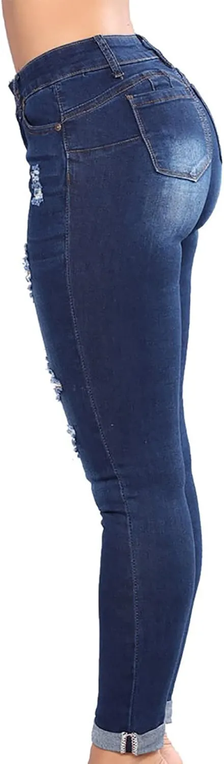 Petite Jeans for Women Ripped Jeans Curvy Slim Fit Butt Lifting Denim Skinny Jeans Skinny Stretchy Denim Pants