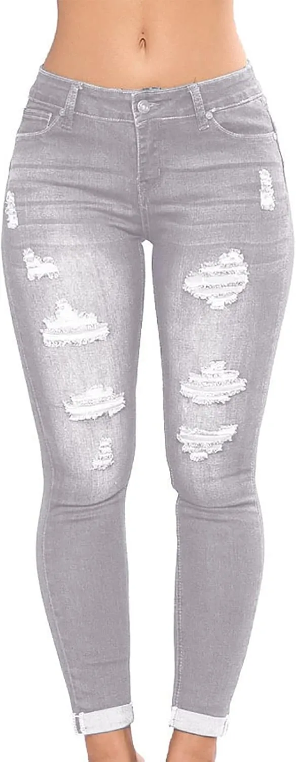 Petite Jeans for Women Ripped Jeans Curvy Slim Fit Butt Lifting Denim Skinny Jeans Skinny Stretchy Denim Pants