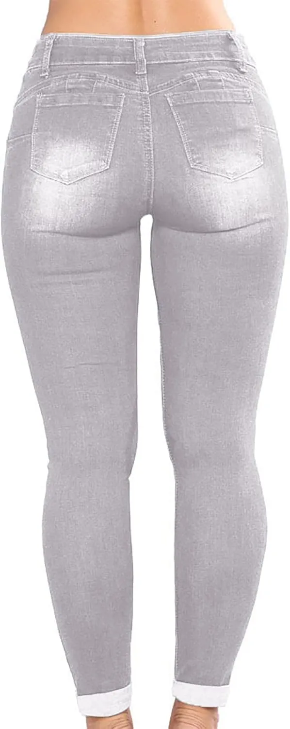 Petite Jeans for Women Ripped Jeans Curvy Slim Fit Butt Lifting Denim Skinny Jeans Skinny Stretchy Denim Pants