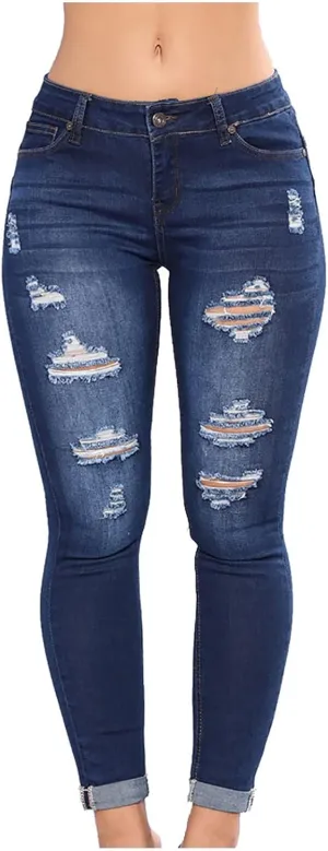 Petite Jeans for Women Ripped Jeans Curvy Slim Fit Butt Lifting Denim Skinny Jeans Skinny Stretchy Denim Pants