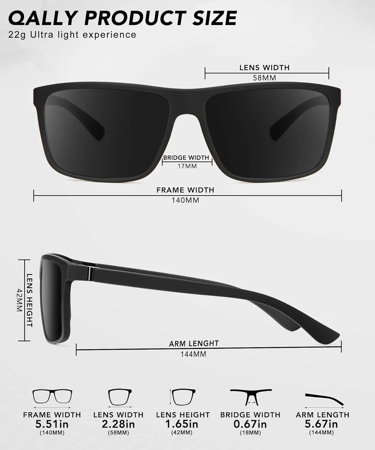 Polarized Sunglasses for Men Rectangular Frame Men's Polarized Sunglasses Sports Sunglasses with UV400 Protection
