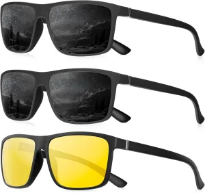 Polarized Sunglasses for Men Rectangular Frame Men's Polarized Sunglasses Sports Sunglasses with UV400 Protection