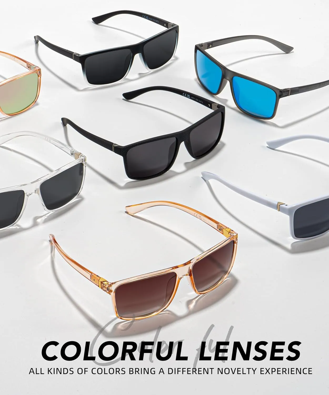 Polarized Sunglasses for Men Rectangular Frame Men's Polarized Sunglasses Sports Sunglasses with UV400 Protection