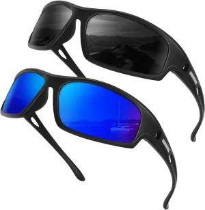 Polarized-Sunglasses-Men Sports Mens-Sunglasses: Sun-Glasses with UV400 Protection for Driving Golf Fishing Running Grey/Dark Blue V1