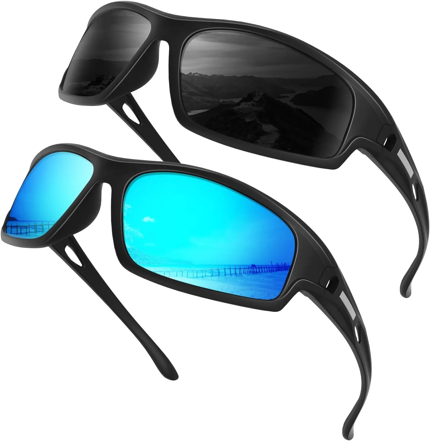 Polarized-Sunglasses-Men Sports Mens-Sunglasses: Sun-Glasses with UV400 Protection for Driving Golf Fishing Running Grey/Ice Blue V1