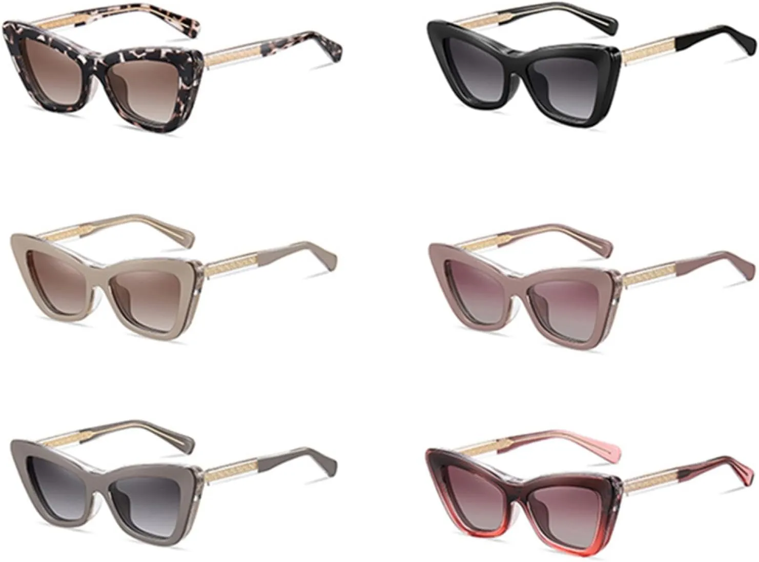 Polarized Sunglasses Women Cat Eye Sun Glasses Uv400 Female Acetate Brown Fashion
