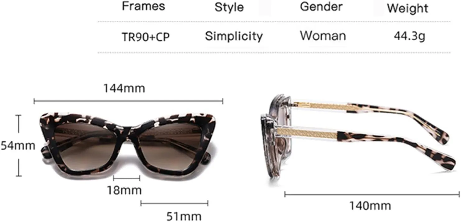 Polarized Sunglasses Women Cat Eye Sun Glasses Uv400 Female Acetate Brown Fashion