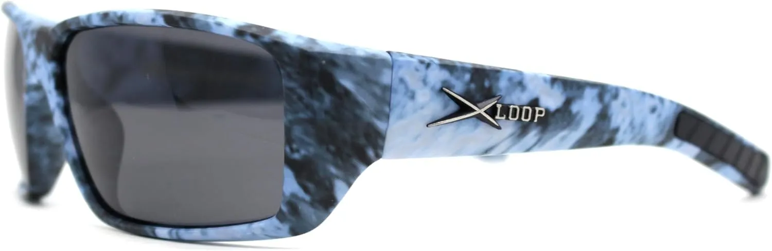 Polarized Xloop Camo Print Wrap Biker Style Sport Plastic Sunglasses