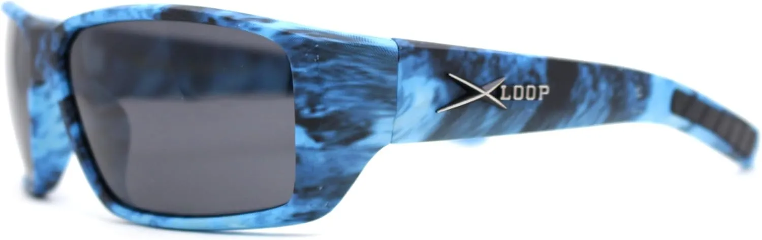 Polarized Xloop Camo Print Wrap Biker Style Sport Plastic Sunglasses