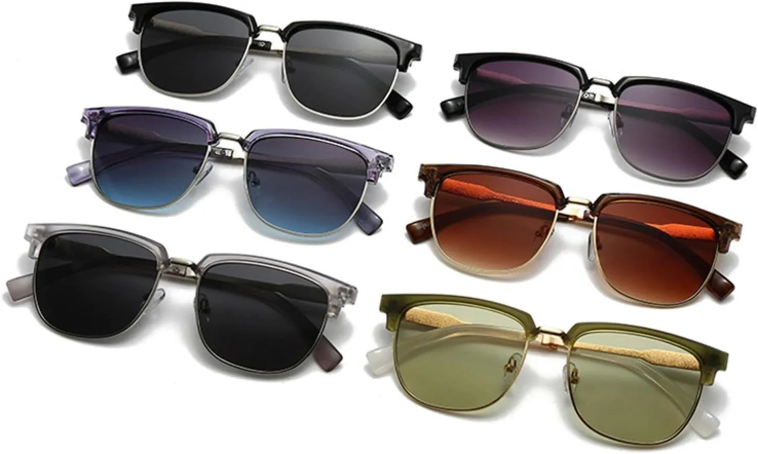 Popular Fashion Men Sunglasses Gradient Uv400 Vintage Women